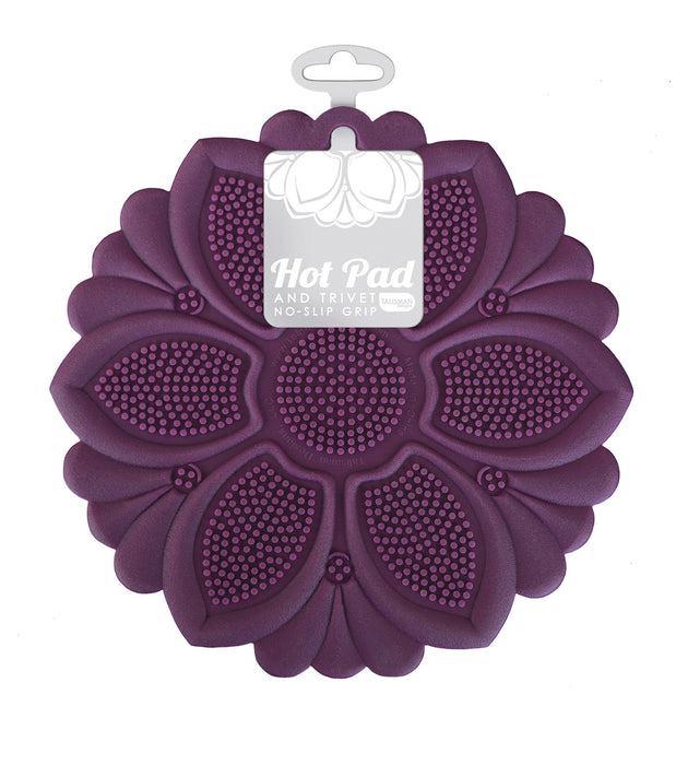 Talisman Designs Silicone Nonslip Grip Silicone Hot Pad & Trivet, Set of 1, Purple