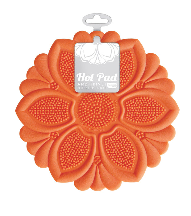 Talisman Designs Silicone Nonslip Grip Silicone Hot Pad & Trivet, Set of 1, Orange