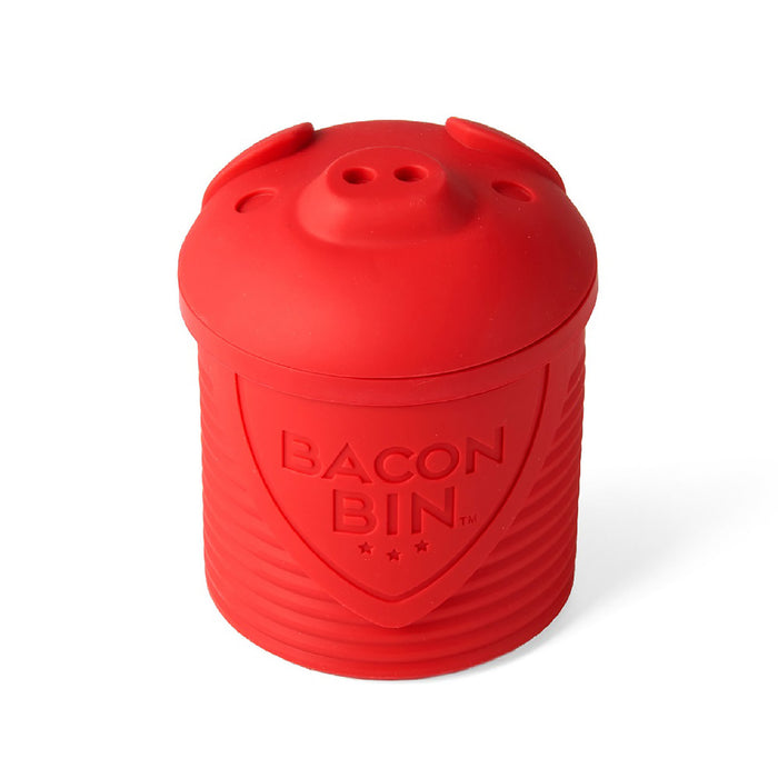 Talisman Designs Bacon Bin Silicone Grease Container with Strainer, 1 cup, Red