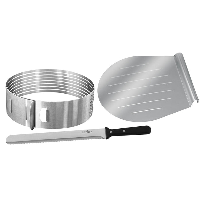 Zenker 3 Piece Layer Cake Slicing Kit With 12-Inch Serrated Knife