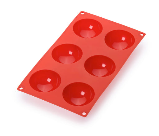 Lekue Silicone 6 Cavity Semi Sphere Baking Mold, Red