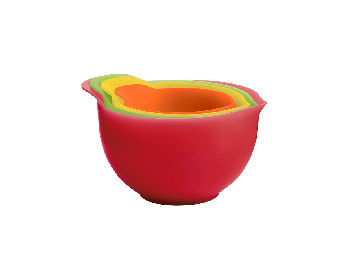 Trudeau Two-tone Nesting Mixing Bowls - Set of 3 - Red, Green