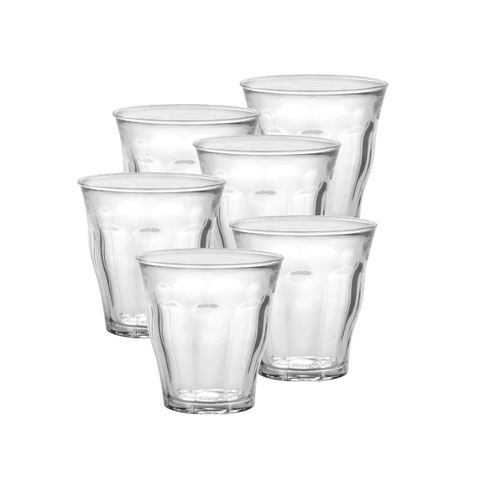 Duralex Made In France Picardie Glass Tumbler Drinking Glasses Set of 6.  Size 8-3/8oz,Green