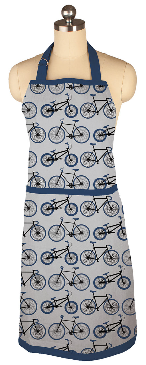 MU Kitchen Adjustable Cotton Designer Apron, 35-Inches, Biking