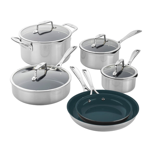 Zwilling Clad CFX 10pc Stainless Steel Ceramic Nonstick Cookware Set