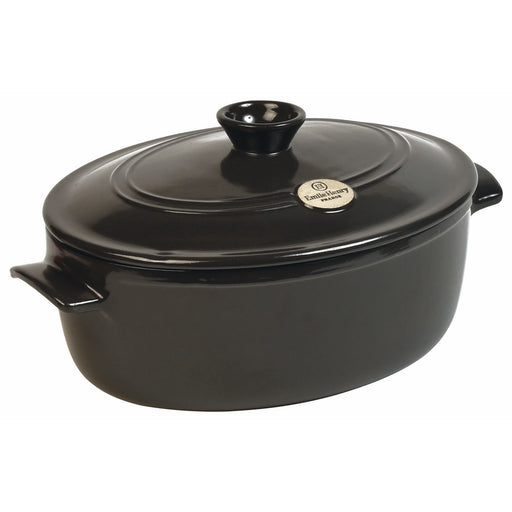 Emile Henry Flame 6.3 Quart Oval Stewpot Dutch Oven, Charcoal