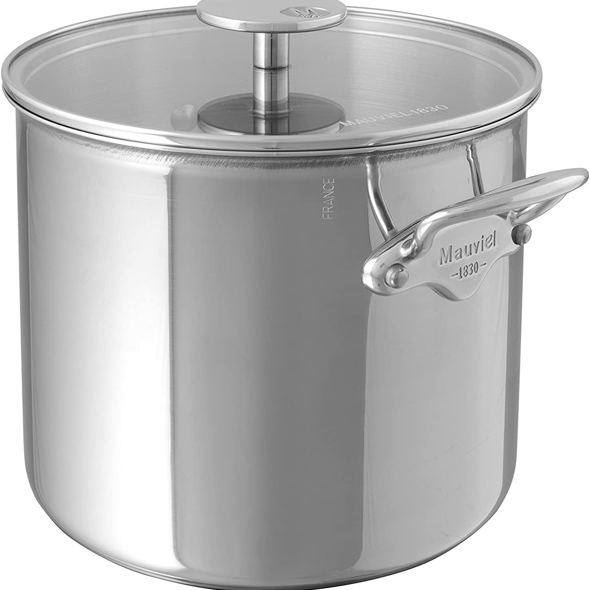 Mauviel M'Cook Ci Stainless Steel Rondeau with Lid, 11 inch