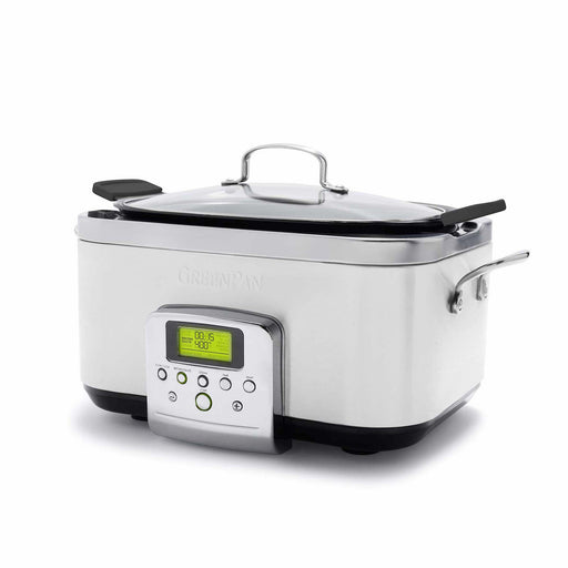 GreenPan 6 QT Slow Cooker with Ceramic Nonstick Pot, Cloud Cream