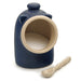 RSVP Stoneware Salt Pig with Spoon, Matte Blue